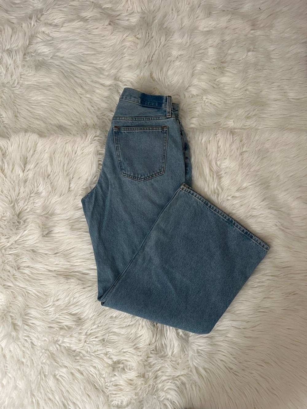 Abercrombie and Fitch Curve Love The Baggy Boot Mid Rise Blue Women’s Jeans - Picture 2 of 9